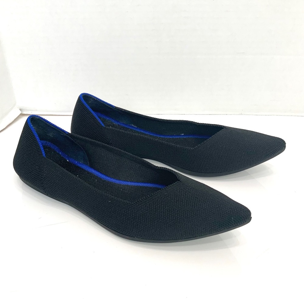 ROTHY'S Sz 8.5 Black The Point Knit Flats Pointed Toe